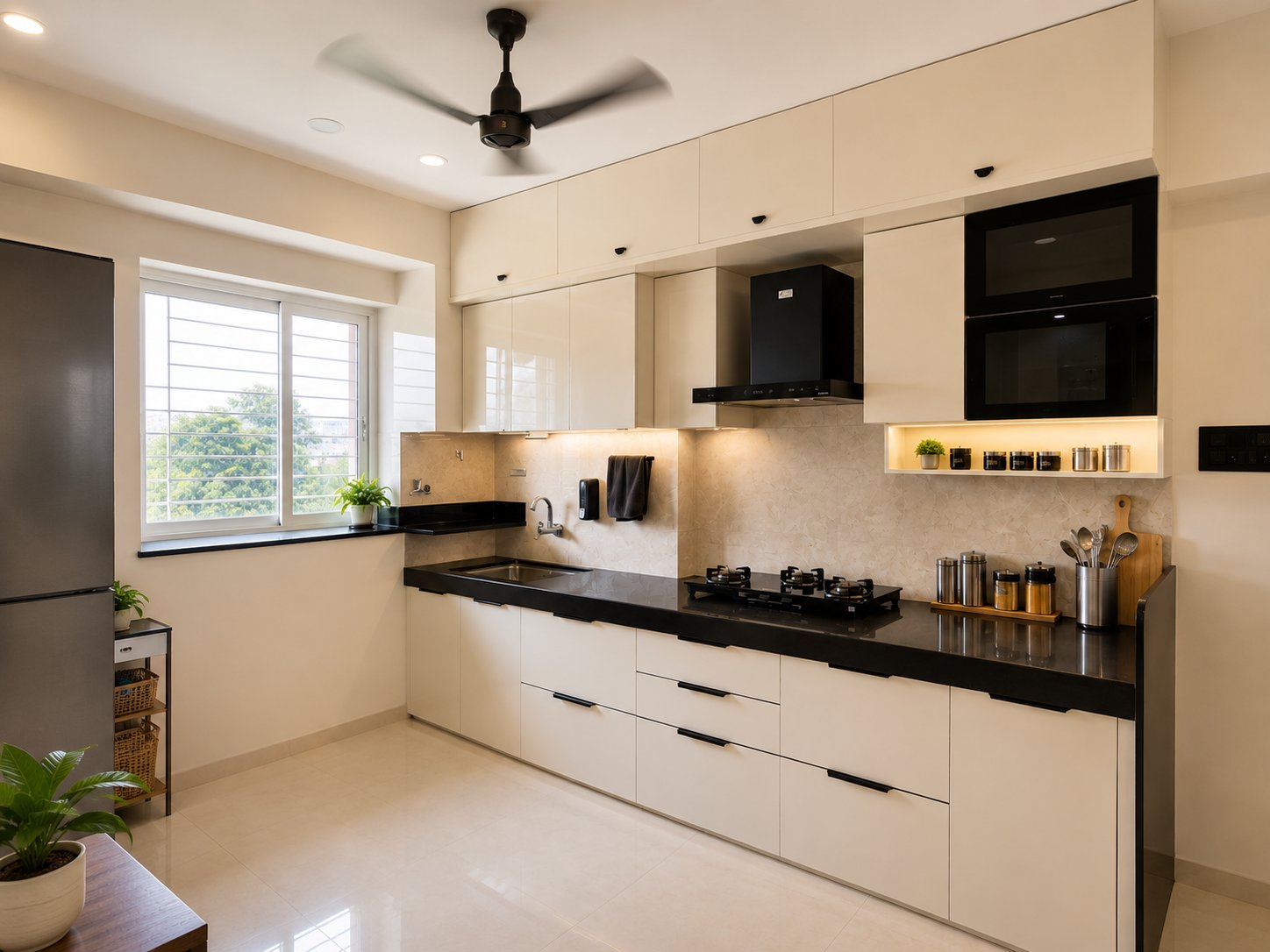 Kitchen, cream and black