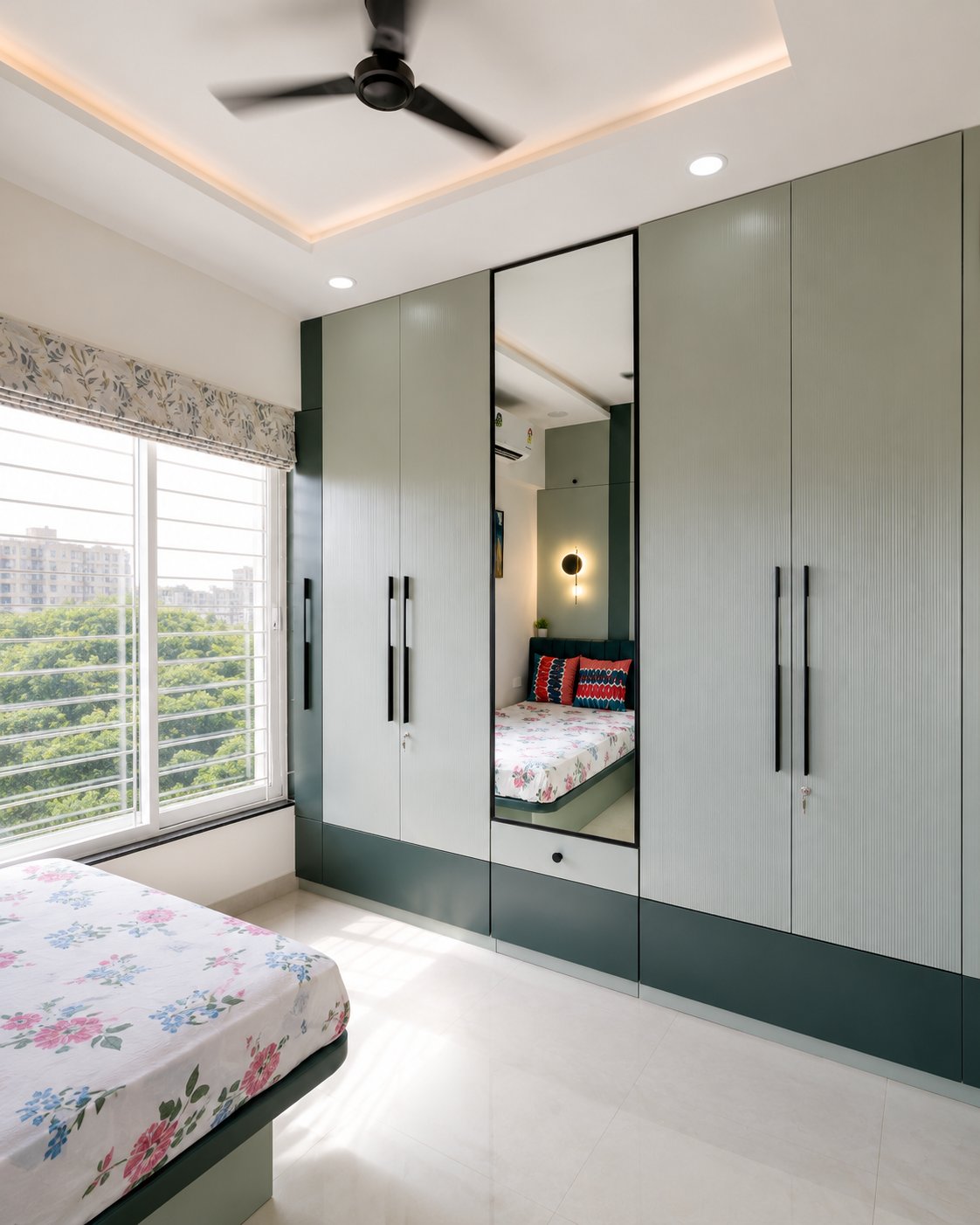 Sage fluted wardrobes