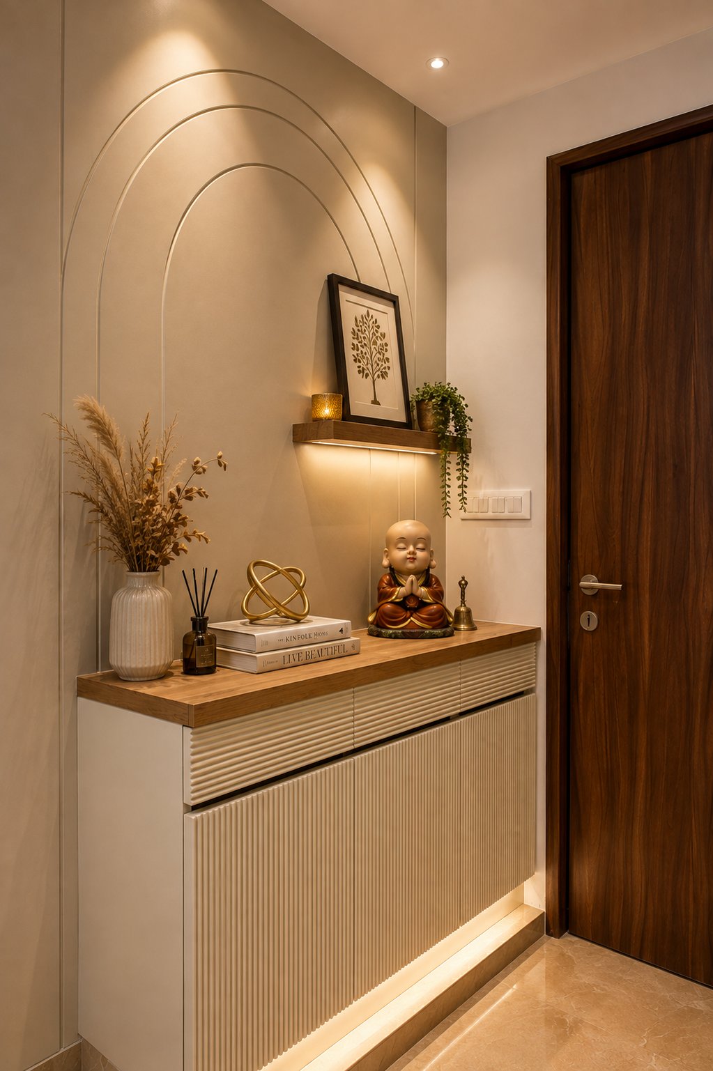 Foyer console at the entry