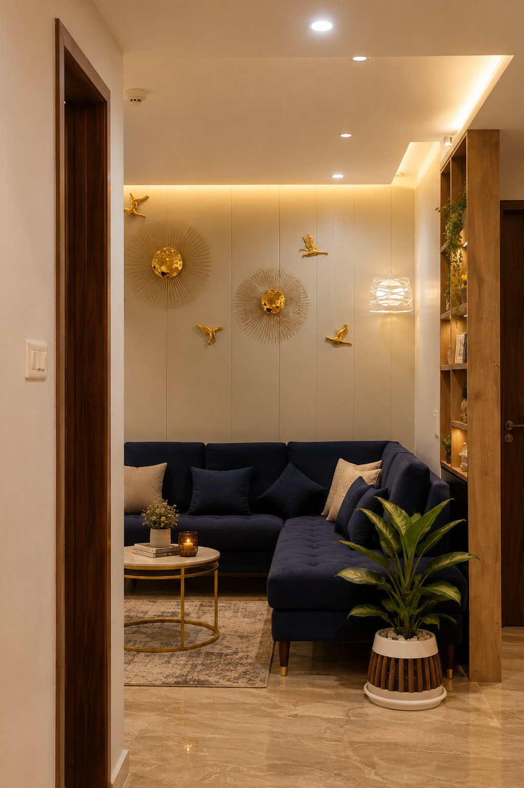 Living corner, gold on cream