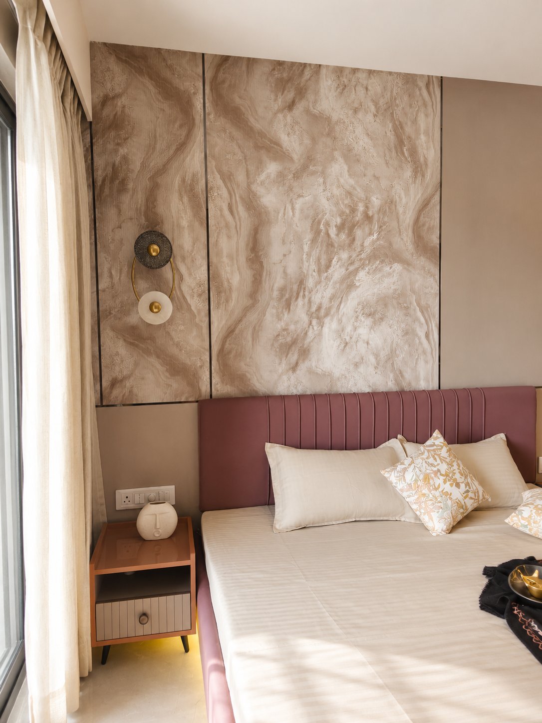 Textured headboard wall