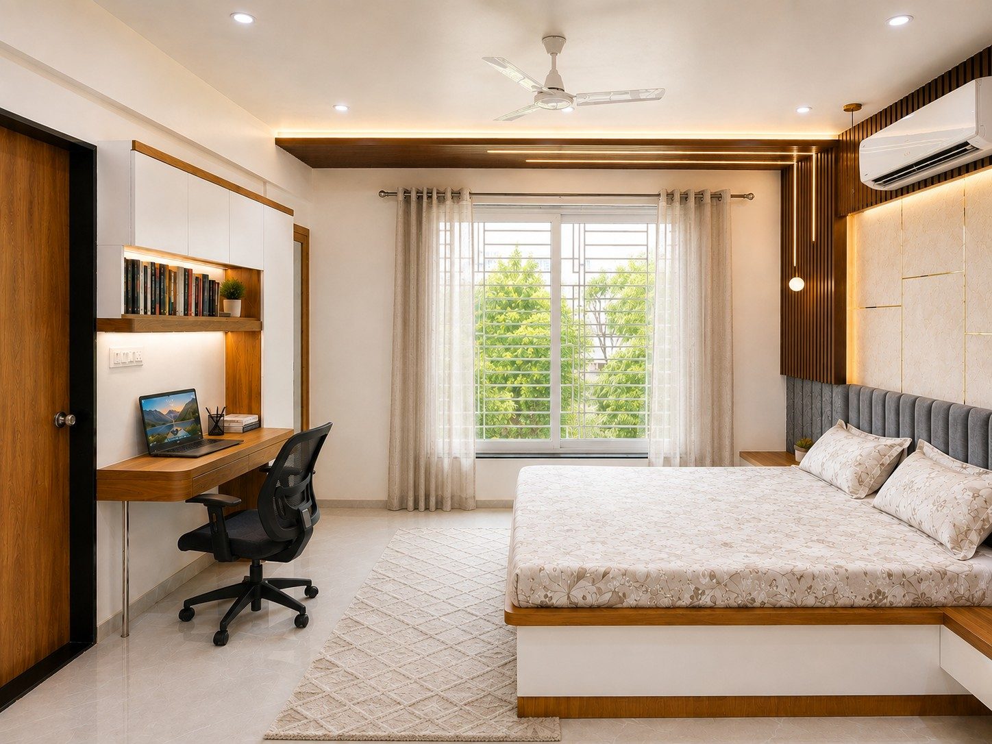 Bedroom with work desk